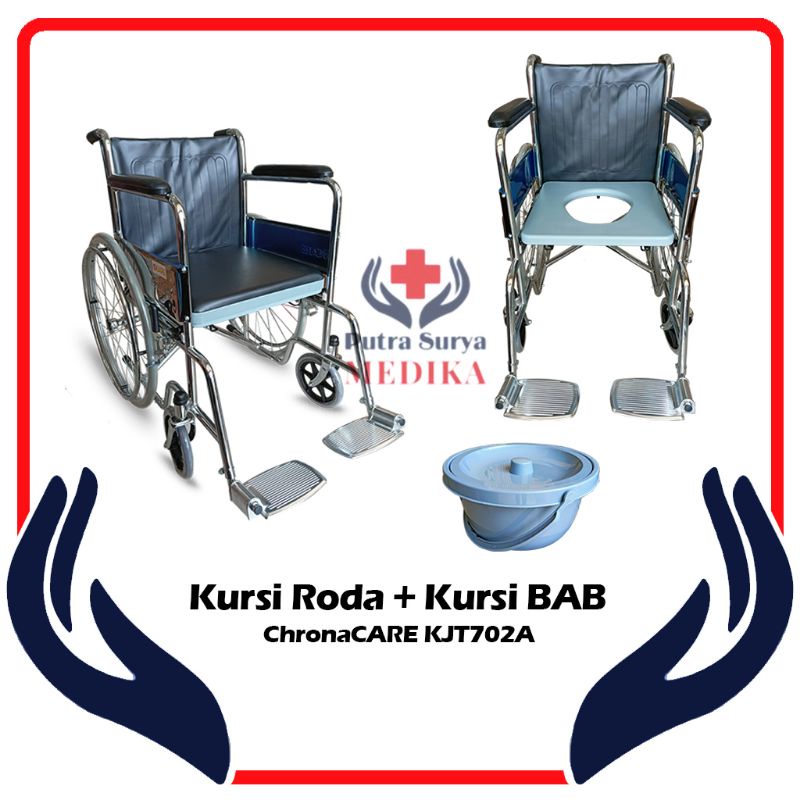 Kursi Roda Tempat BAB Lansia ChronaCare - Wheel Chair + Commode Chair