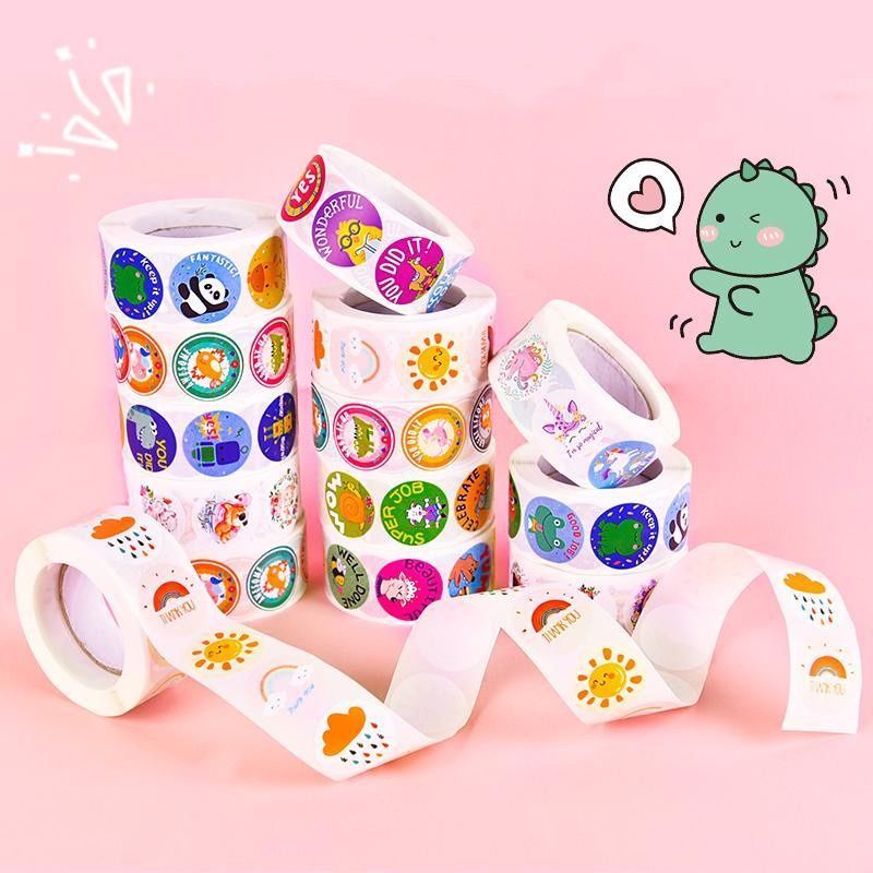 

[artmall.id] Sticker Bulat Kawaii & Thank You Waterproof 50 pcs