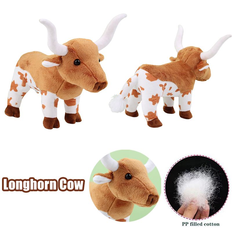 Lucu 7.8in Longhorn Cow Anak Mainan Mewah Boneka Lembut Peluk Boneka Anak Hadiah Natal