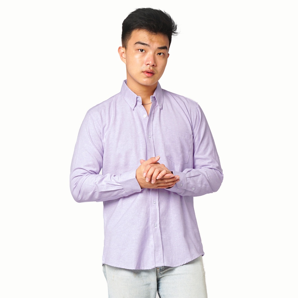 819 Kemeja Pria Lengan Panjang Polos Lilac Ungu Muda Soft Purple Lylac Purple Oxford Basic SIMPLE Slimfit Casual Tersedia Ready Sampai Size JUMBO BIG SIZE XXL XXXL