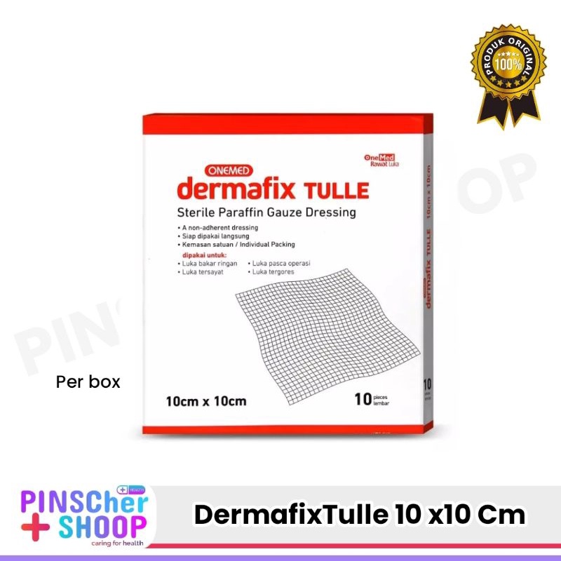 Dermafix Tulle 10 x 10 Cm Steril Paraffin Gauze Dressing Onemed isi 10/ Box