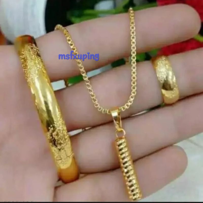 Set Kalung Gelang Cincin Xuping Gold Anti Karat Perhiasan Mewah &amp; Terbaru