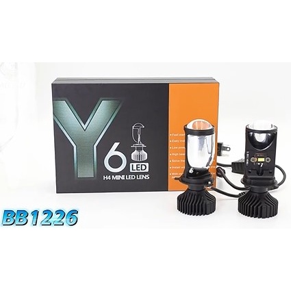 Lampu LED mobil Headlamp depan utama projektor Y6 H4/HS1 warna putih 50 Watt 1SET 2PCS SEPASANG BB1226