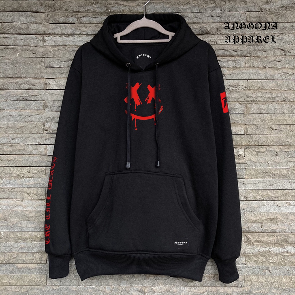 hoodie pria distro warna hitam Bisa COD