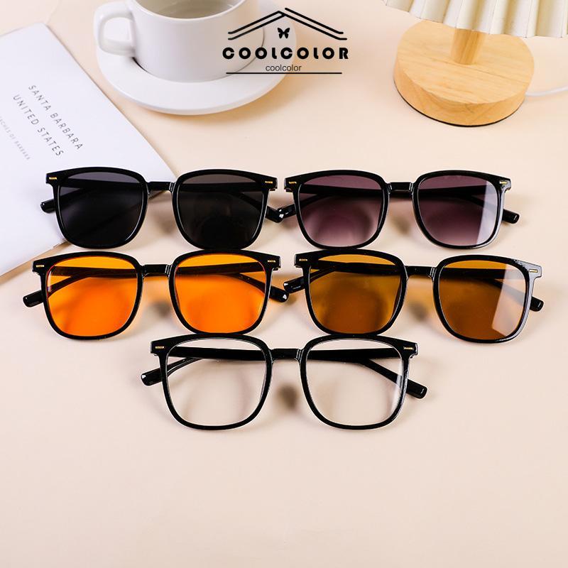 COD❤️Kacamata Hitam Anti Radiasi Kacamata Korea Fashion Retro Bingkai Hitam Sunglasses Untuk Wanita/Pria- cl