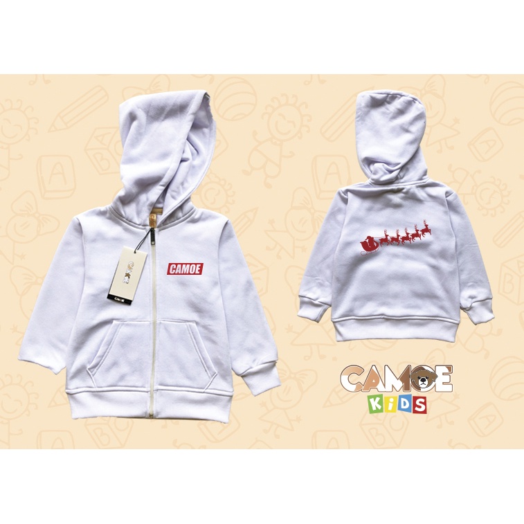 Jaket Hoodie Zipper Anak KIDS Santa Sleight Kereta Rusa Natal Christmas