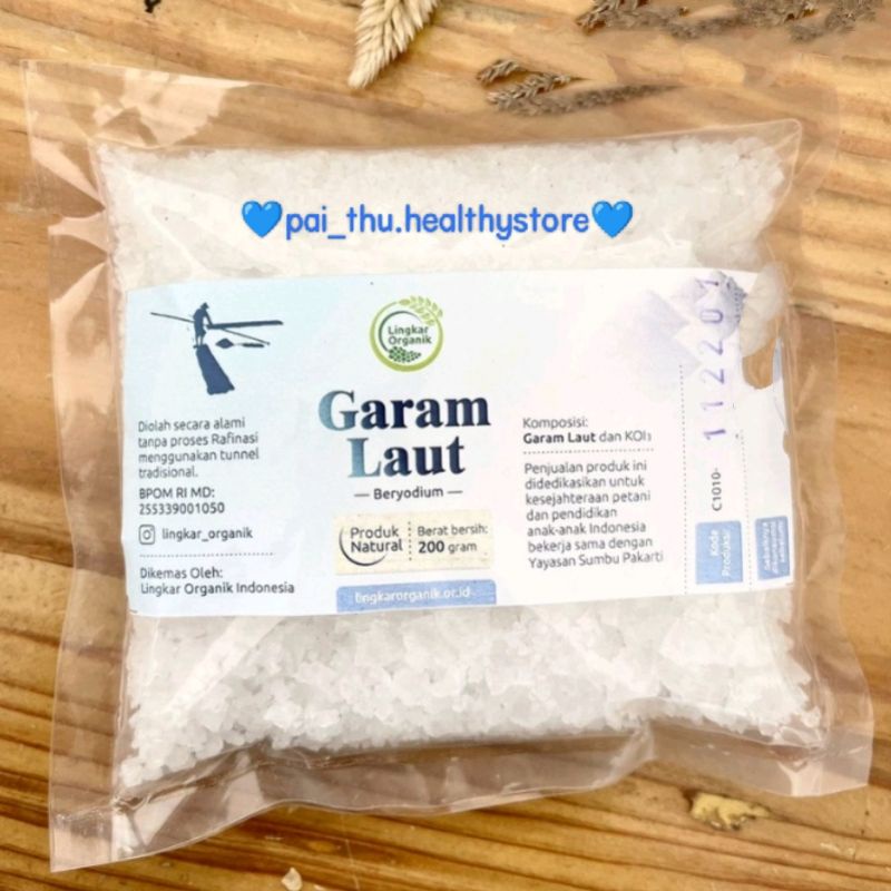 

Lingkar Organik Garam Laut Beryodium- Garam Laut Alami - Natural Sea salt@200gr & 500gr/pack