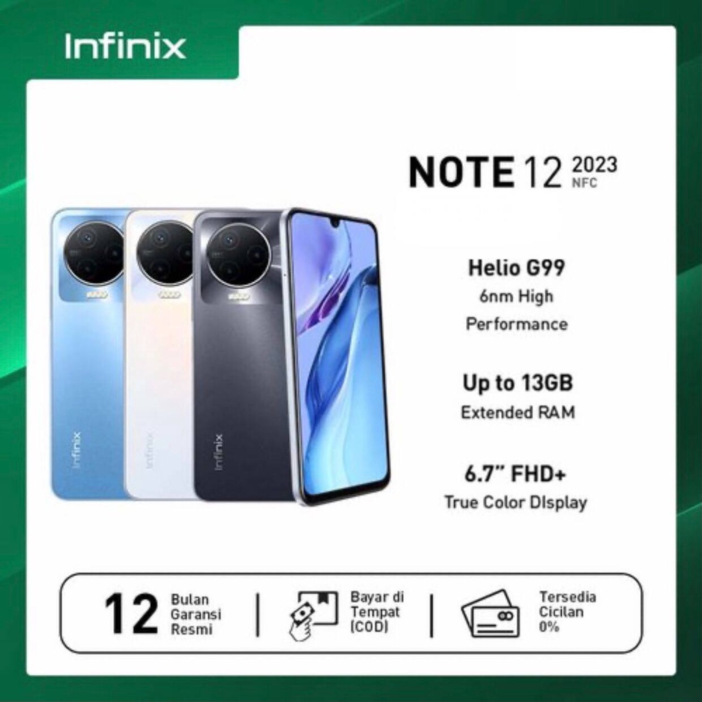 Infinix Note 12 (2023) 8GB+128GB - 8GB+256GB | Helio G99 | Extended 13GB | 50MP Triple Camera | 6.7&quot; AMOLED | NFC | Garansi Resmi Infinix 1 Tahun