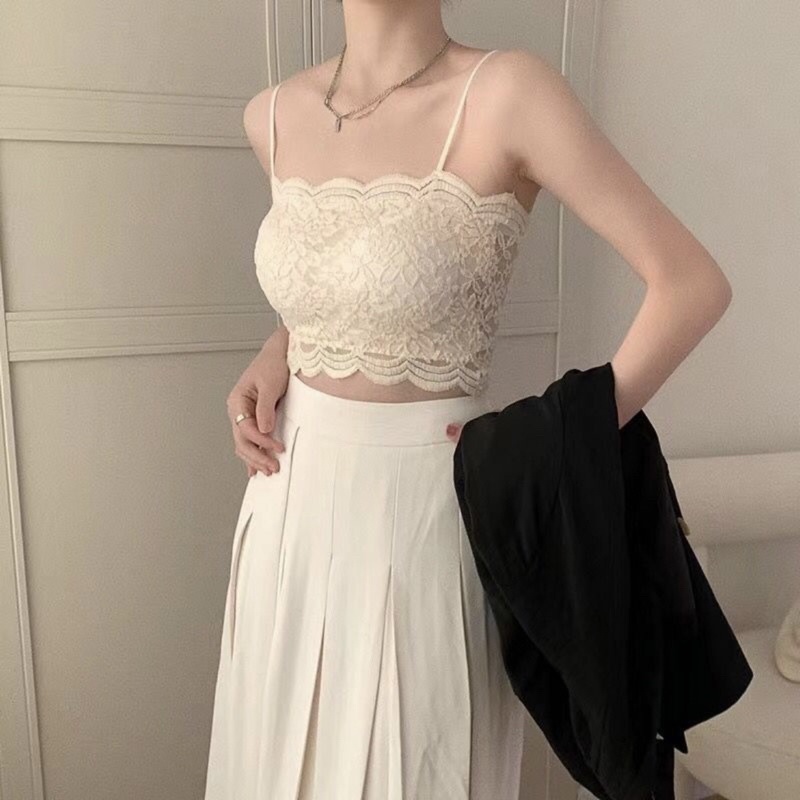 Tanktop bra wanita putih renda