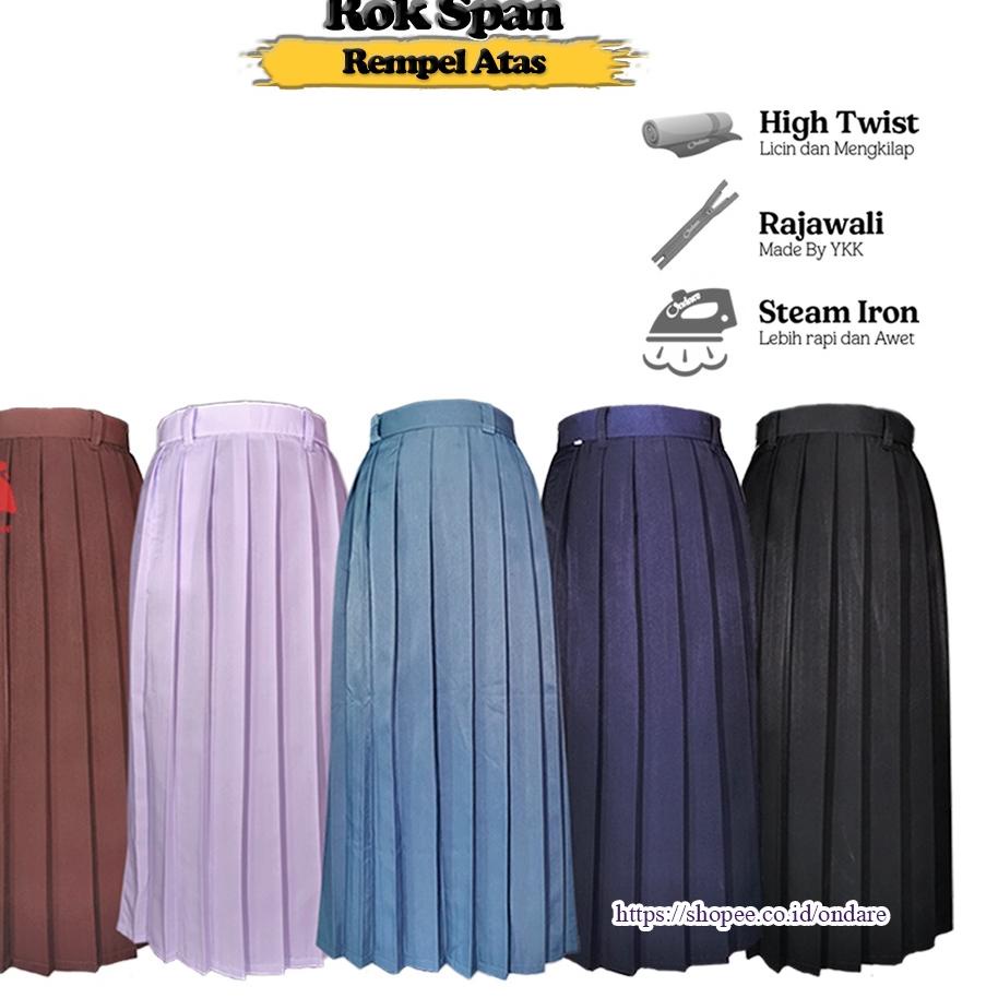 ROK SPAN PLISKET SEKOLAH KERJA BAHAN LICIN (NON KARET)