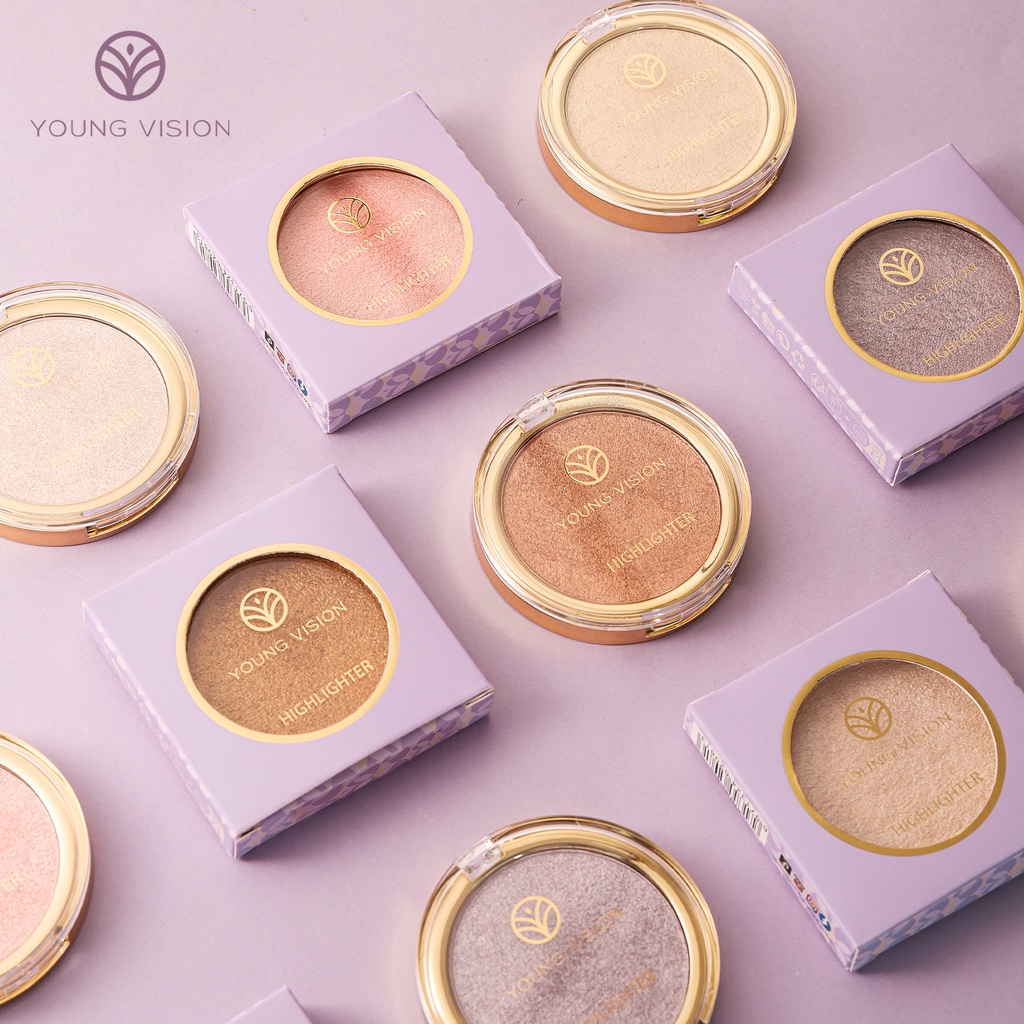 YOUNG VISION Penyorot Wajah Penyorot Pipi Hidung Penyorot Multifungsi Piring Wajah Blush Pick &amp; Shine Contour Eyeshadow Easy Glow Highlighter Fine Powder