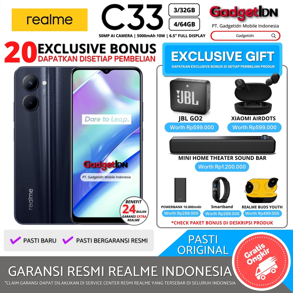REALME C33 4/64GB 3/32GB GARANSI RESMI REALME