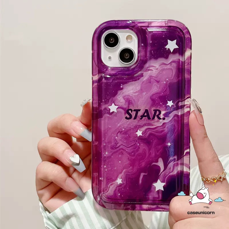 Casing Ponsel Kompatibel Untuk iPhone 7plus 8plus 11 14 13 12 Pro MAX 6 6S 78 Plus XR X XS MAX Airbag Shockproof Fashion Marmer Gradasi Langit Berbintang Bintang Soft TPU Anti Jatuh Penutup Belakang