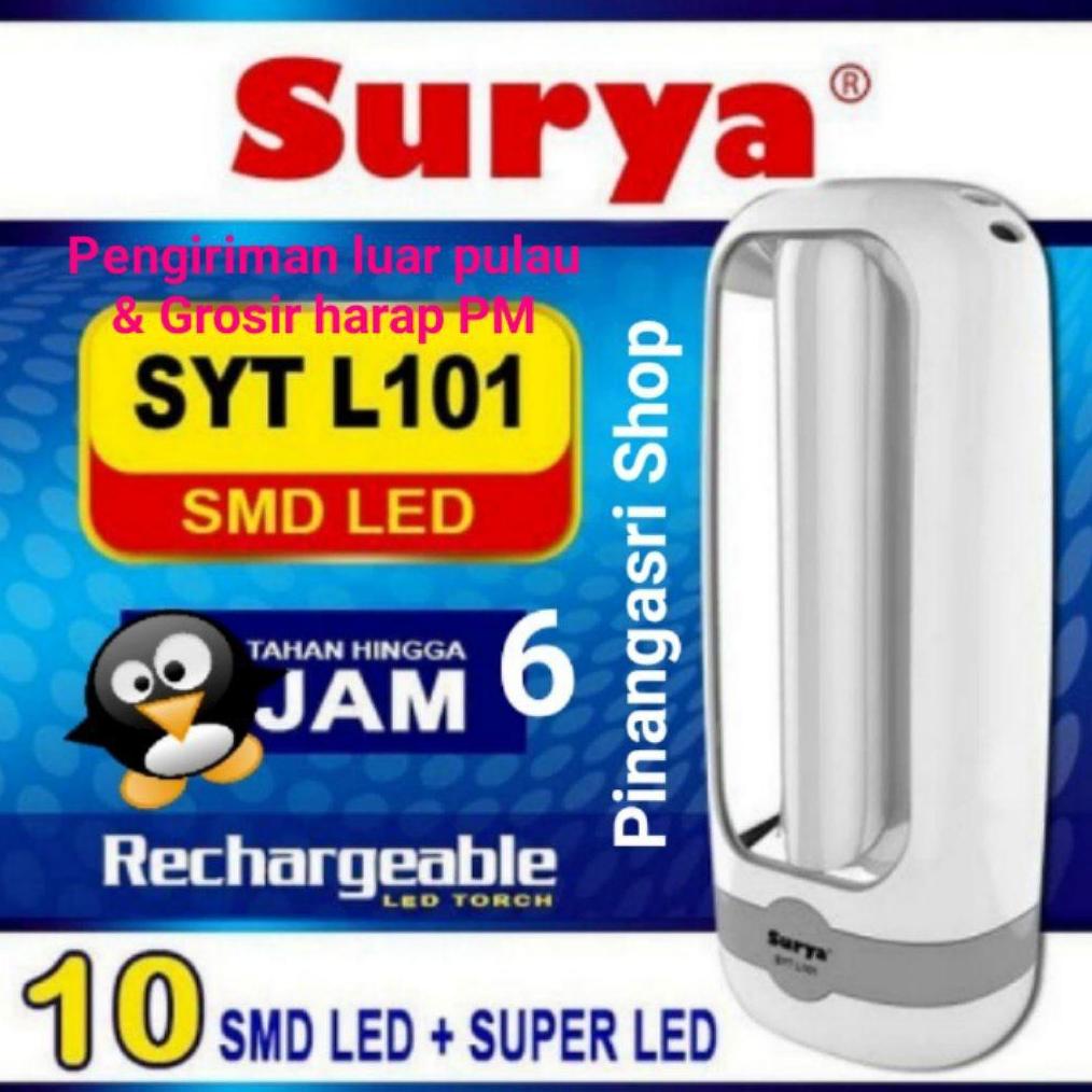PRODUK- LAMPU EMERGENCY + SENTER LED SMD+1W RECHARGE SYT L101  SYT L103 SURYA  L 101 SURYA / SYT L 1