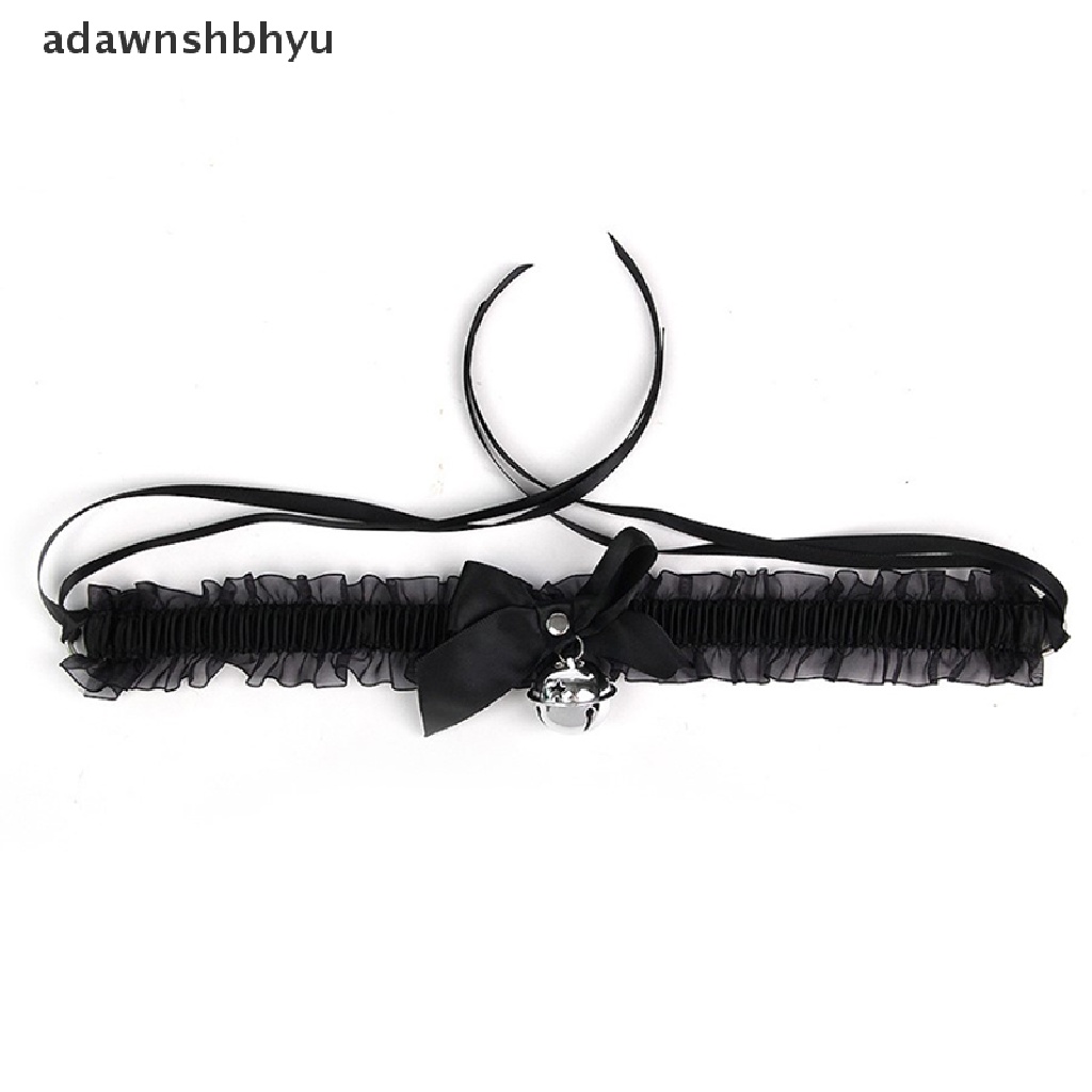 Adawnshbhyu Wanita Adjustable Ikatan Simpul Lonceng Choker Pita Lucu Kerah Busur Cosplay Kalung ID