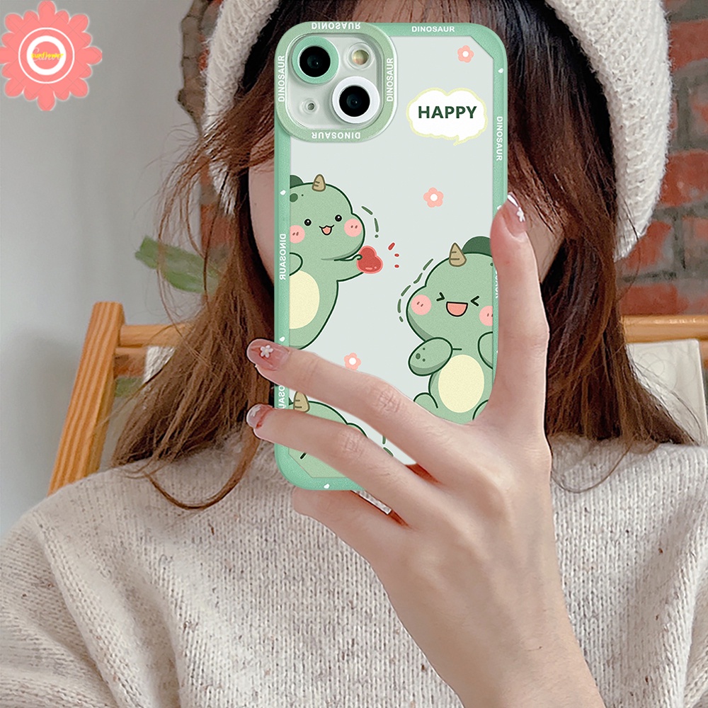 Cute Dinosaurs Drink Milk Tea Soft TPU Case Compatible For Iphone 7 8 Plus 6 6S iPhone 12 13 11 14 Pro Max Xr X Xs Max Se 2020 Lovely Cartoon Little Dinosaur Soft TPU Back Cover