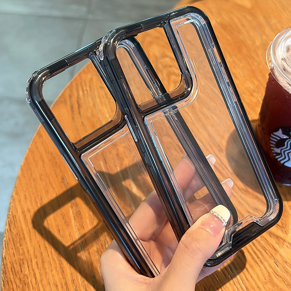 Casing 3in1 Air Armor Shockproof Phone Case 3in1 Untuk iPhone 14 Pro Max13 12 11 Pro MAX XS MAX XR 14 7+ 8plus Clear Back Cover Ultra Protection