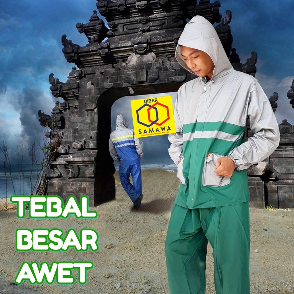 Elmondo Jas Hujan Pria Setelan Jaket Baju Celana Dewasa Mantel Ujan Tebal Montana New Kombinasi