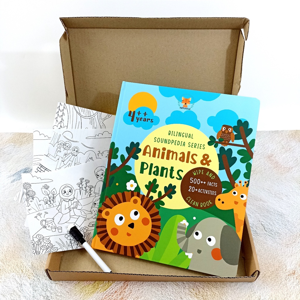 ORIGINAL BIILINGUAL SOUNDPEDIA SERIES: ANIMALS & PLANTS (Sound Book + Wipe Clean Activity) with 500+