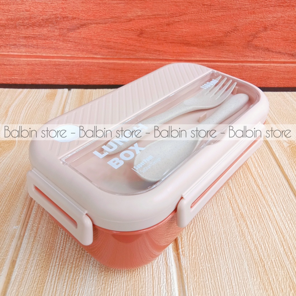 Balbin | promo satu pcs Lunch box kotak bekal 1100.mili BPA FREE - FOOD GRADE  free sendok garpu warna varian kualitas import - cod bayar ditempat