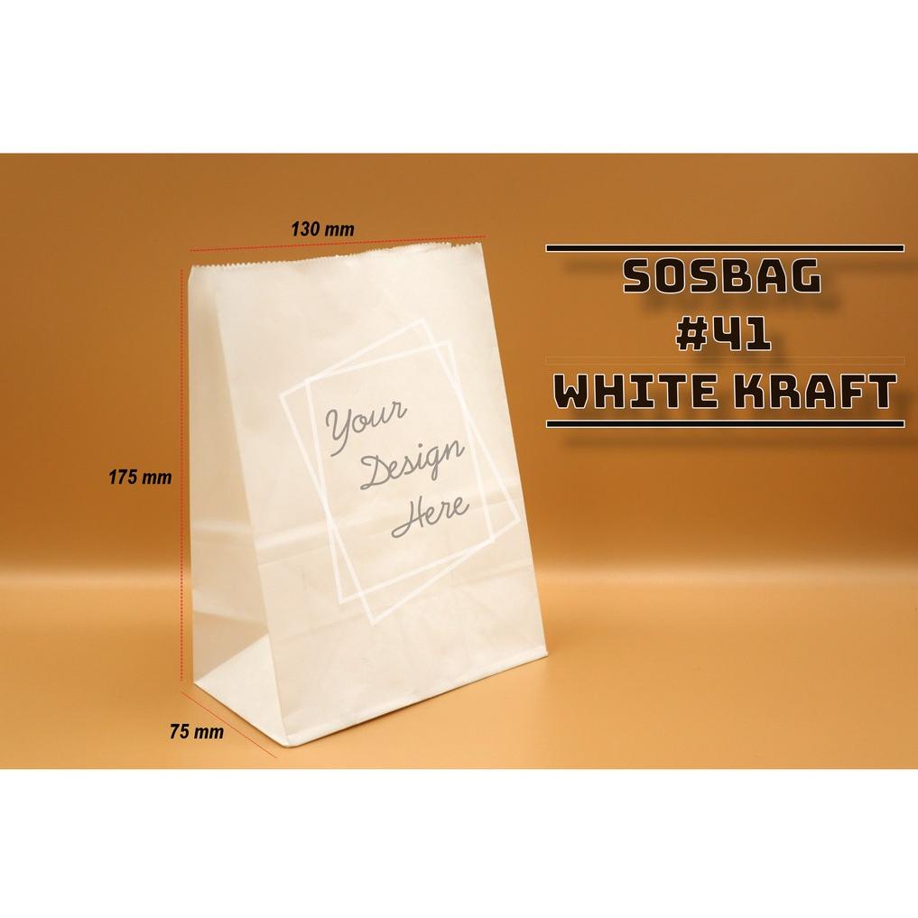 

Super Shopping PAPER BAG - SOS BAG KODE 41 - WHITE KRAFT - KANTONG KERTAS KENTANG ROTI - 100 PCS