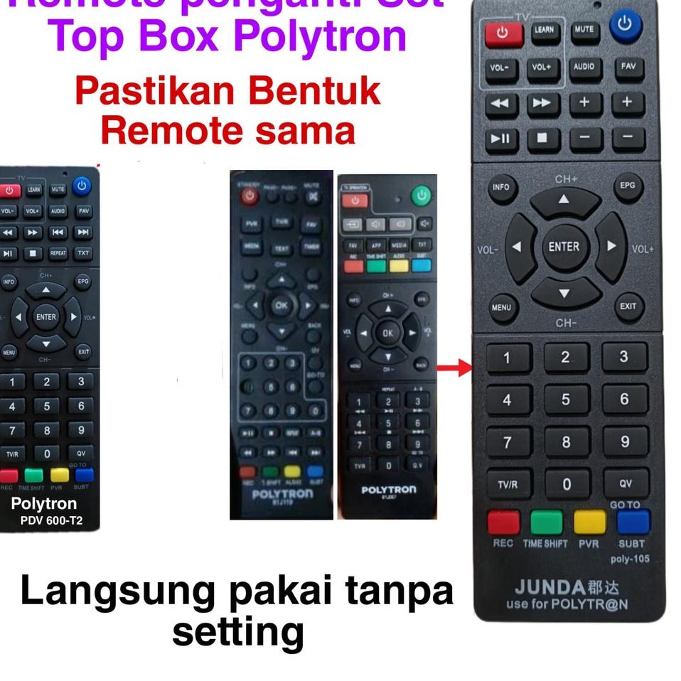 •Harga Murah♥ REMOTE STB POLYTRON PDV 600 DVB-T2 JUNDA POLY-105 Best