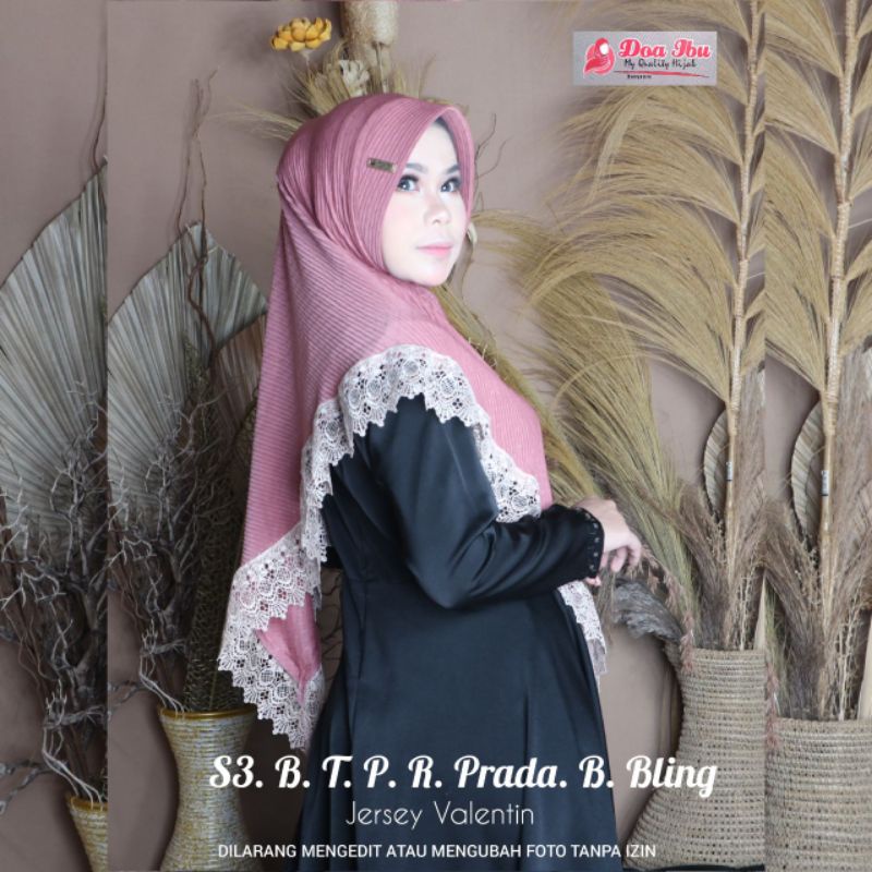 Hijab Instan Plisket Renda Prada Bling*