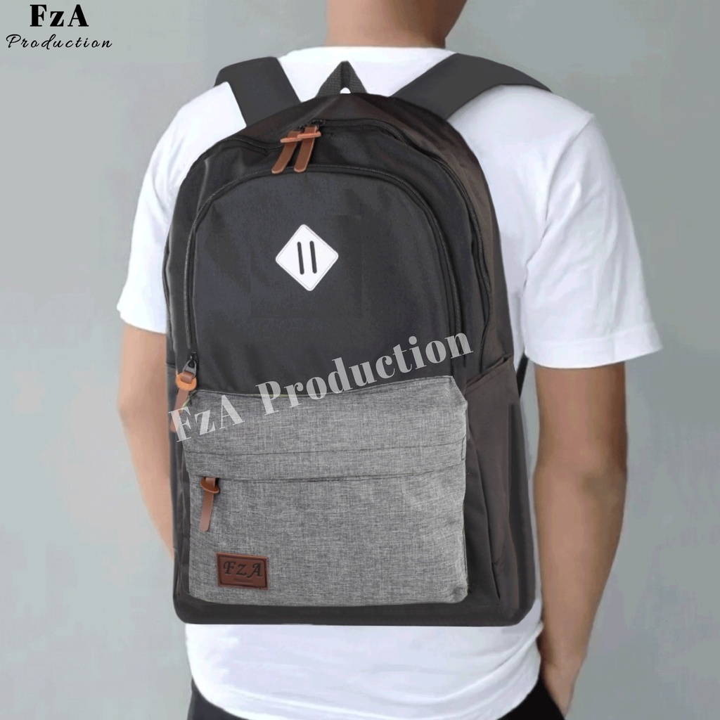 Tas Ransel Punggung Distro Casual Pria Wanita / Tas Ransel Laptop Original - FzA Gratis Jam Tangan Sport