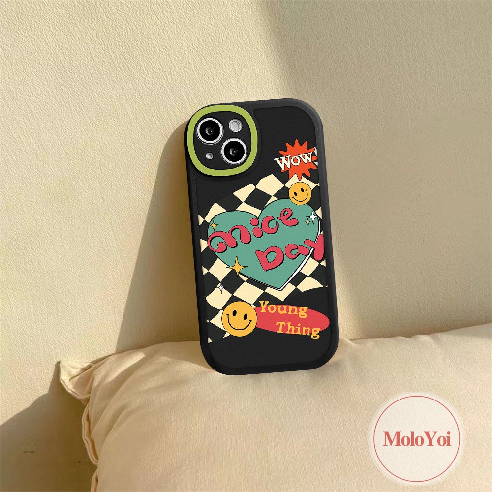 IPHONE Kompatibel Untuk Iphone13 11 12 14 Pro Max7 8 6 6s Plus XR X XS Max14 Plus SE 2020lucu Smile Love Hati Papan Catur Casing Ponsel Shockproof Soft TPU Back Cover