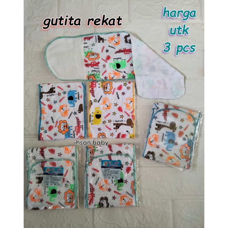 3 PCS GURITA INSTAN/GURITA REKAT BAYI PUTIH MOTIF