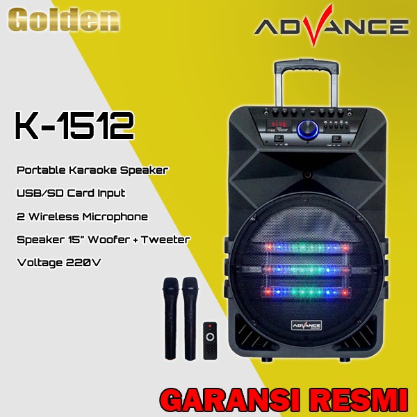 ADVANCE K1512 / K-1512 Speaker Portable Bluetooth + Mic Wireless Karoeke 15 inc