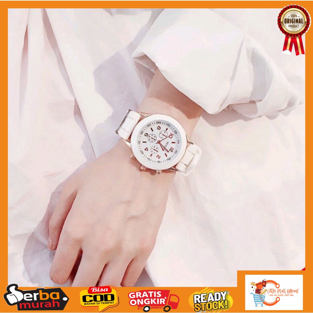 Little Mall JAM TANGAN WANITA ANALOG STRAP RUBBER JAM TANGAN BULAT PREMIUM IMPORT JAM TANGAN WANITA 