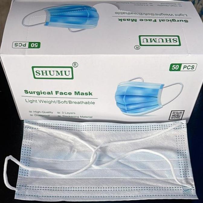 HWLB MASKER 3PLY HIJAB HEADLOOP jilbab | isi 50 biru | non medis non surgical