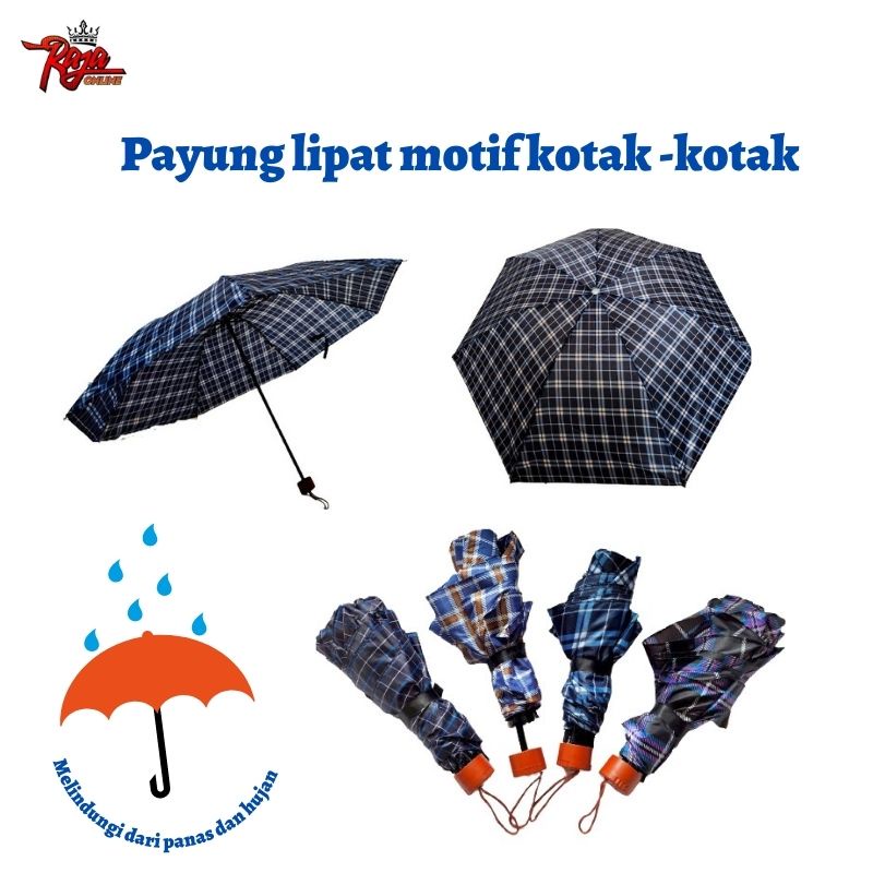 PKL4 - Payung Lipat Motif Kotak Besar Umbrella Gift Sovener Anti UV