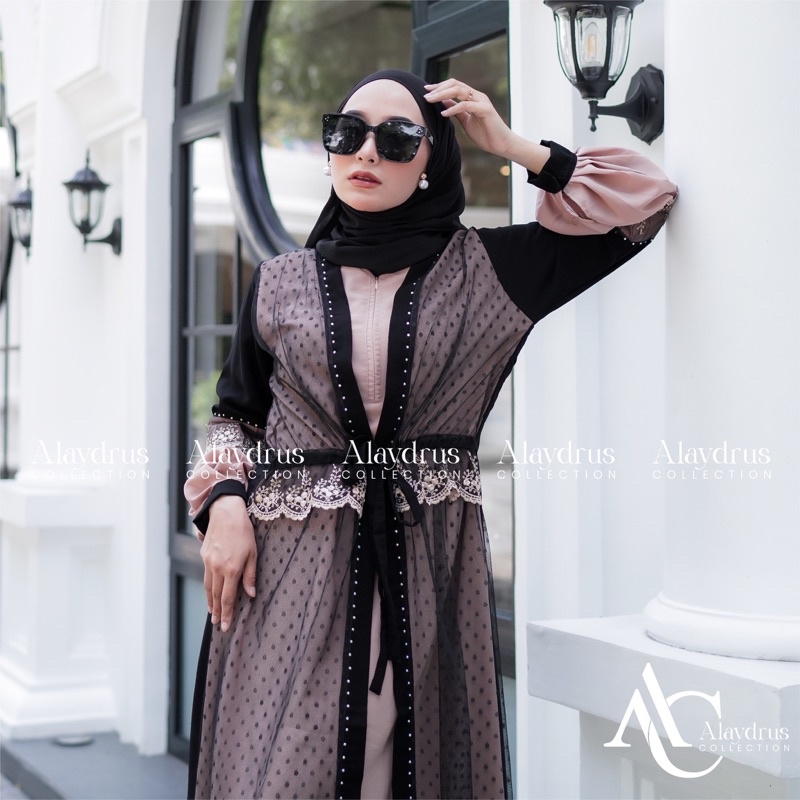 Abaya Syari Gamis Maxi Dress Arab Saudi Bordir Zephy Turki Umroh Dubai Turkey India Wanita Hitamjo 867