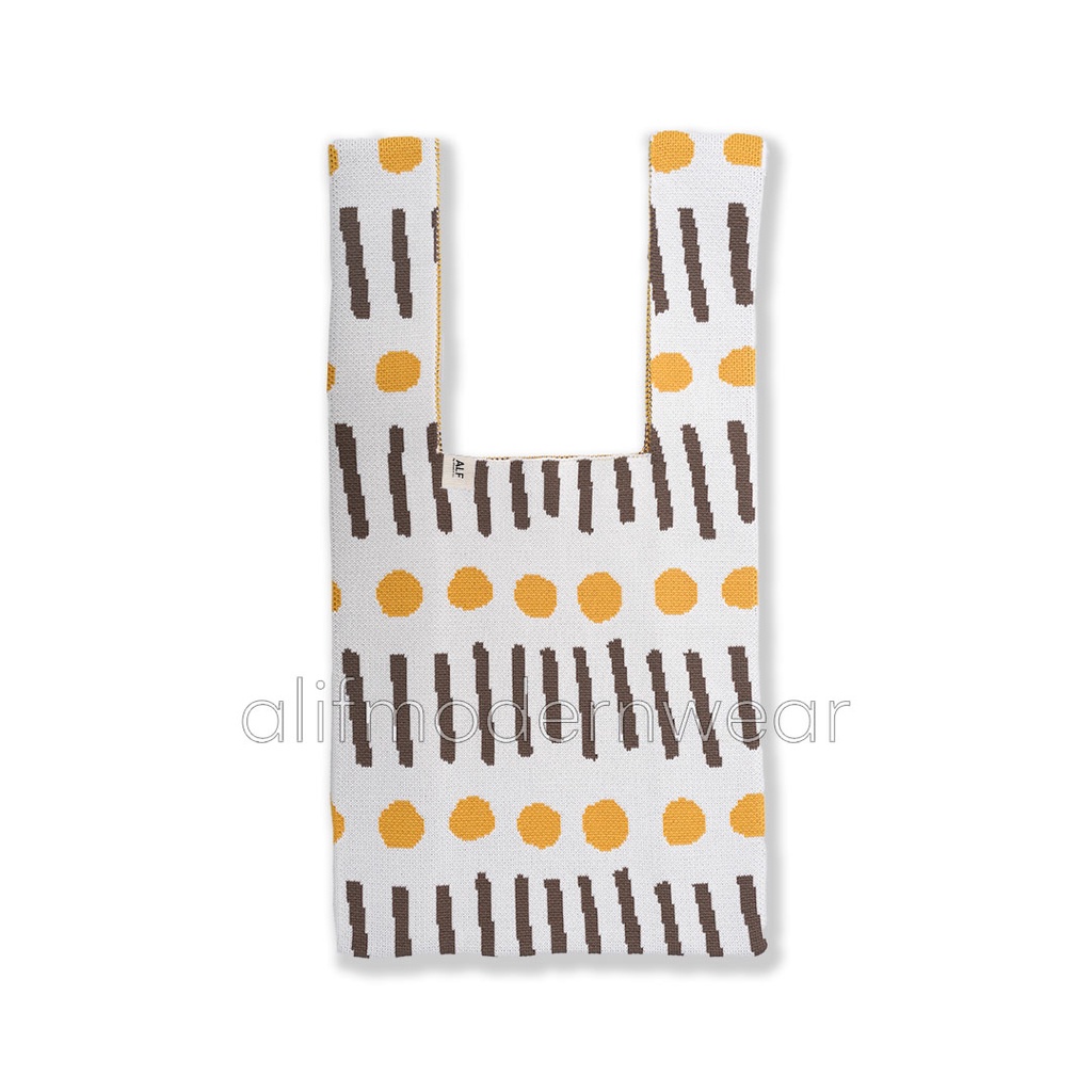 ALIF TAS BELANJA RAJUT POPPIN KNIT GROCERY BAG - KINTSUGI WHITE ( KB-023 )