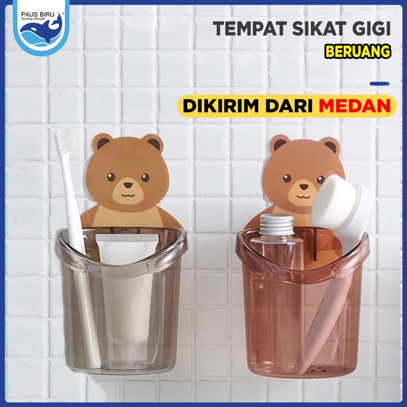 {Bisa kirim instant COD Medan Termurah}TEMPAT SIKAT GIGI Odol Karakter Beruang / Rak Gantung Kamar Mandi/ Gantungan Tempel Dinding  / Holder Sabun Wadah Serbaguna