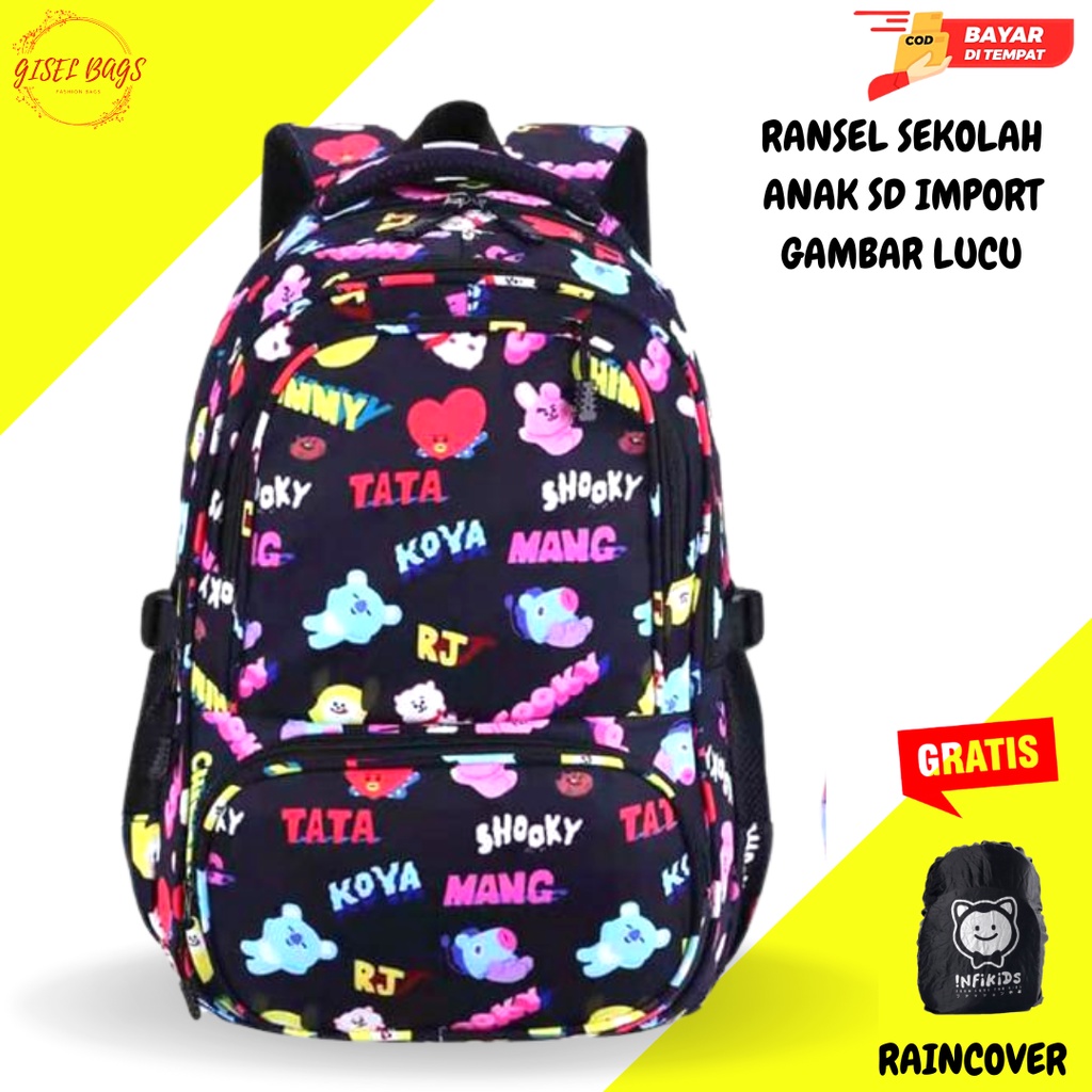 Tas sekolah anak laki laki sd,smp,remaja waterproof motif kartun dino kualitas premium dan kuat