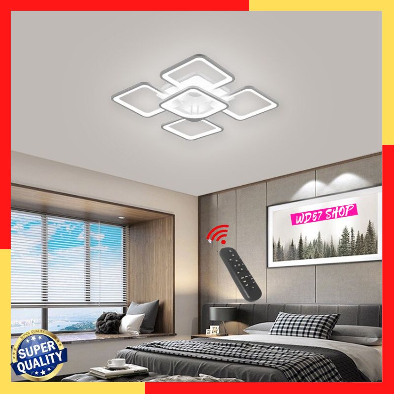 Lampu Plafon Gantung Cahaya LED 3 Color Remot Control Hias Ruang Tamu Kamar Tidur 60W
