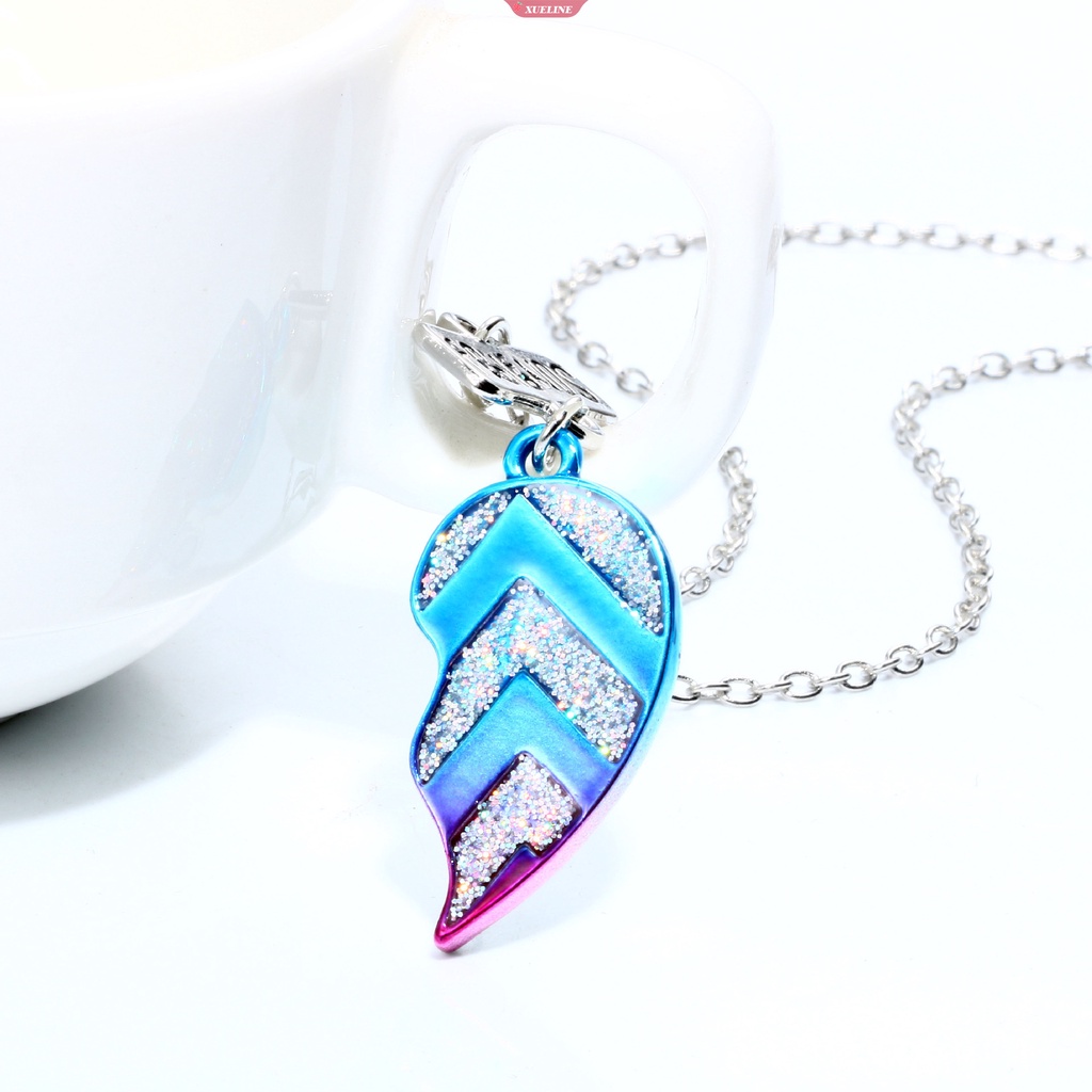 Fashion Anak Baru BFF Gradien Warna Cinta drop Minyak Kalung magnet splicing symphony spray paint necklace [ZXL]