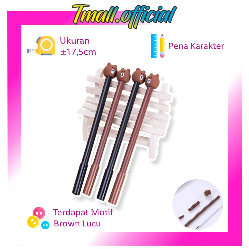 

❄ TMALL ❄ R077 Pulpen Karakter Lucu Model Brown Cute Tinta Gel Black Pena