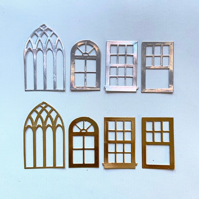 

1 set isi 8pc die cut gold silver for scrapbook journal journaling bujo window jendela