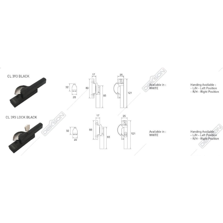 Kunci Sliding Jendela Cresent Lock CL 393 Dekkson Grendel Kuping CL393