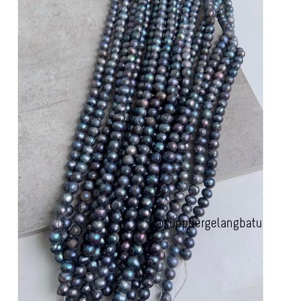 빠 Mutiara Air Tawar Barok BLACK DIAMOND 6 x 10mm Bulat baroq pearl HITAM Berkualitas