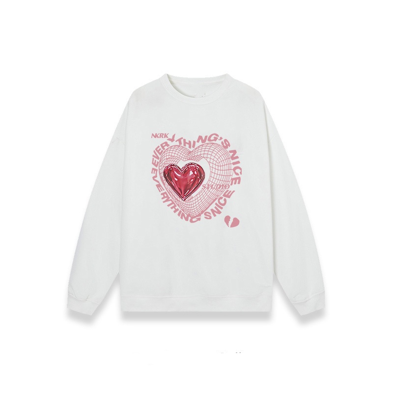 XIAOZHAINV Korean Style Heart Pattern Lengan Panjang Baju Sweater Wanita A0112