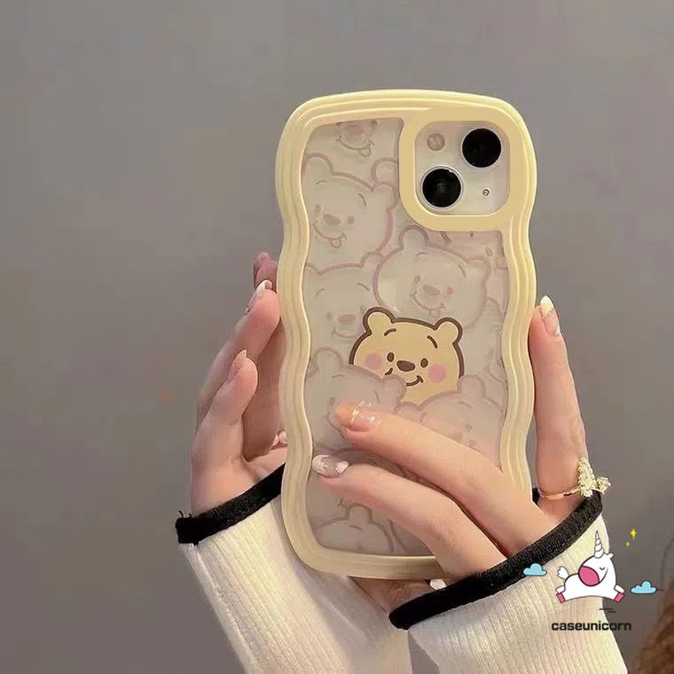 Kompatibel Untuk iPhone 6 6s 8 7 Plus 11 12 14 13 Pro Max XR 14Plus X XS Max SE 2020transparan Wavy Edge Kartun Lucu Winne the Pooh Soft TPU Case