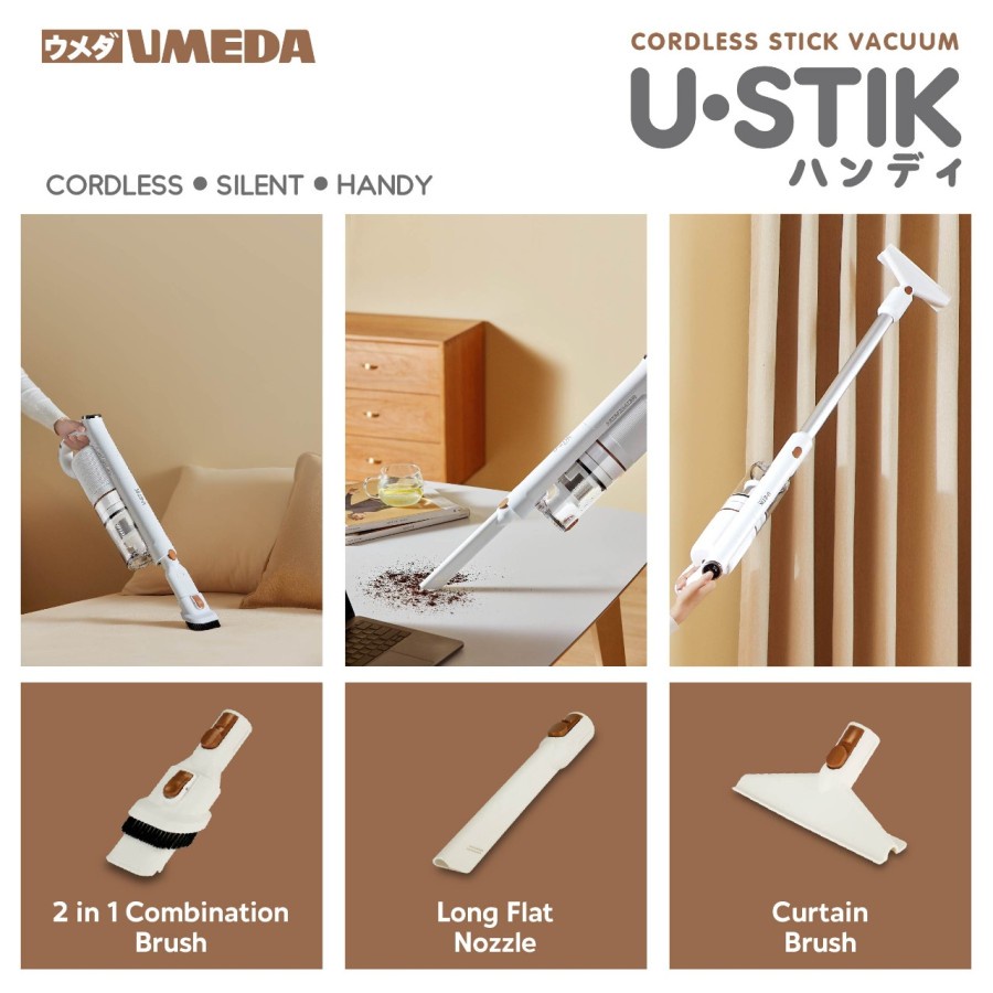 Umeda U-Stik Cordless Stick Vacuum + U-STIK Electric Mop / Penyedot Debu Lantai Tanpa Kabel