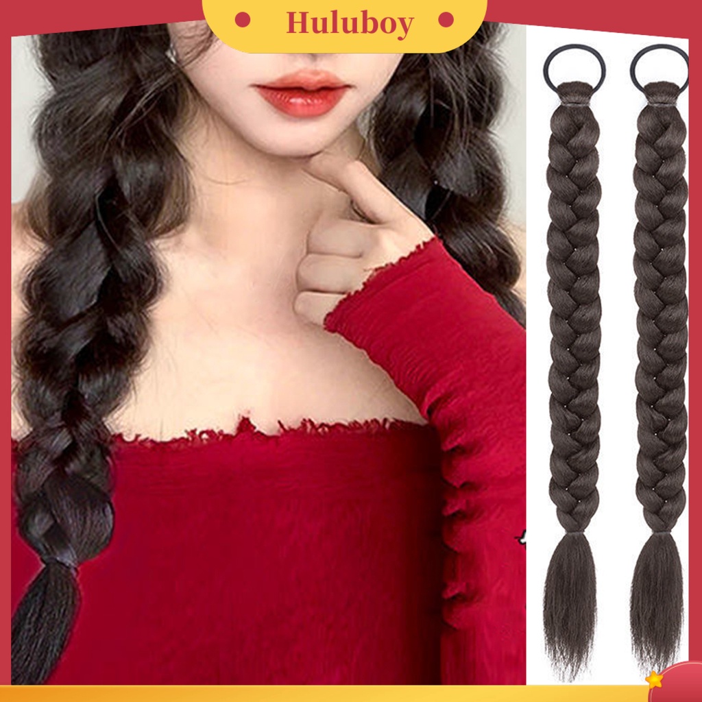 1 Pasang Rambut Palsu Ponytail Ganda Bahan Sutra Suhu Tinggi Untuk Wanita