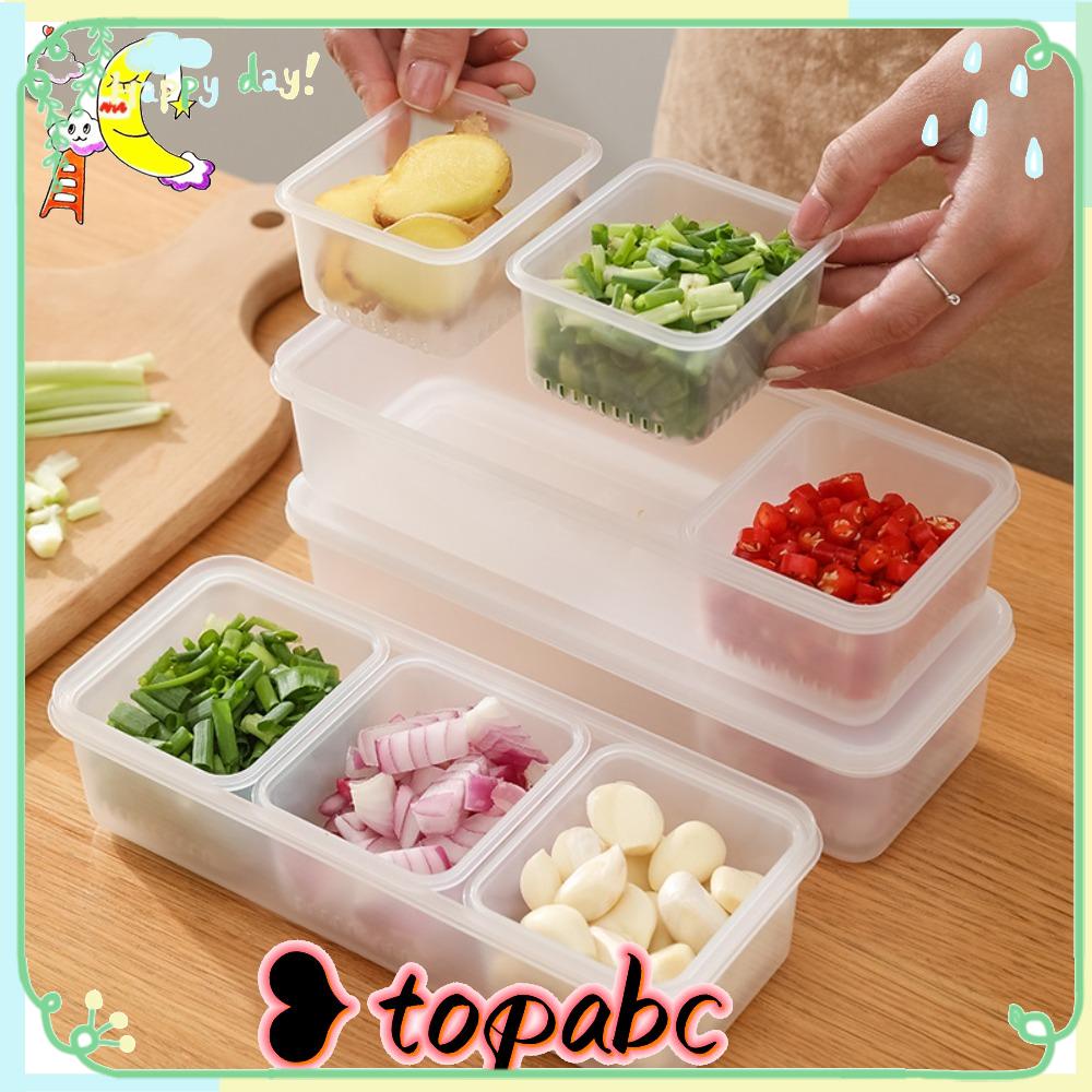 Top Garlic Fresh-keeping Box Multi-Fungsi Kulkas Freezer Organizers Double-layer Tiga Grids Sealing Kotak Penyimpanan Makanan Kotak Sayur Dengan Penutup