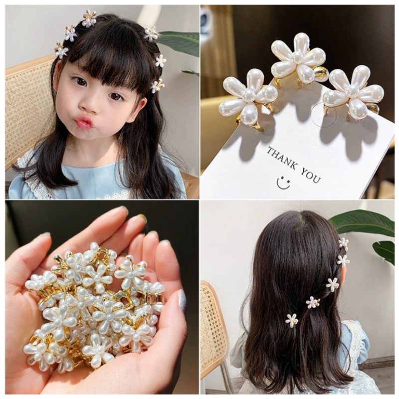 Jepit Rambut Mini Elegan Motif Bunga Daisy Jepit Poni Ornamen Aksesoris Rambut Jedai Mini Hair Claw Clips